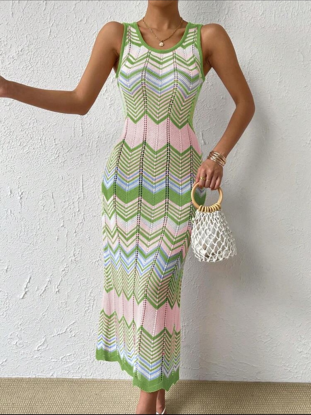 NWOT: Multicolor Chevron Knit Tank Dress
